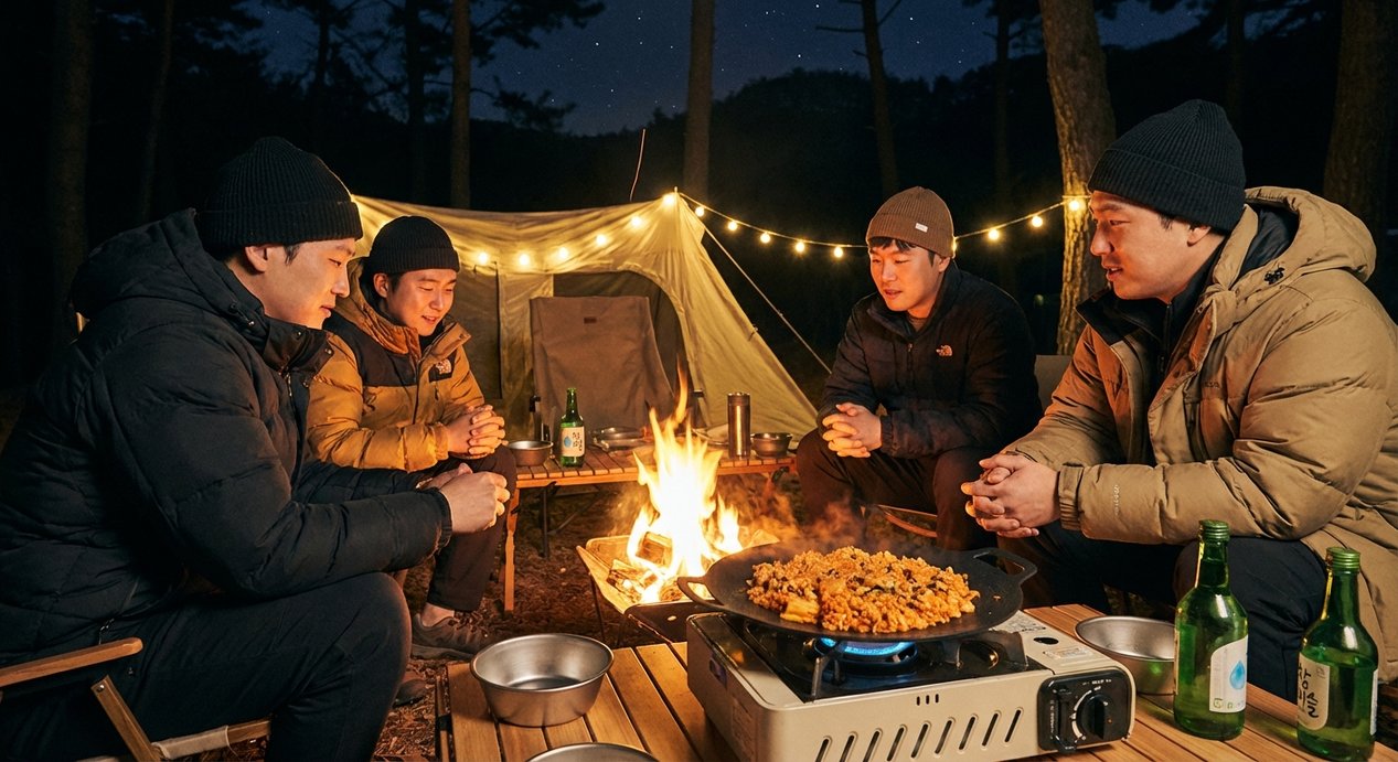캠핑장 요리 장면